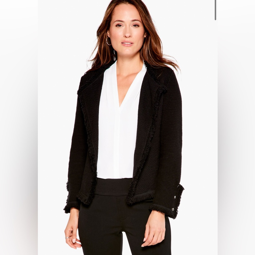 BLACK FRINGE MIX KNIT JACKET • Nic+Zoe
